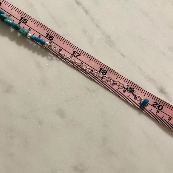 Vintage Blue Turquoise Chip Necklace with Sterling Clasp - Picture 9 of 16